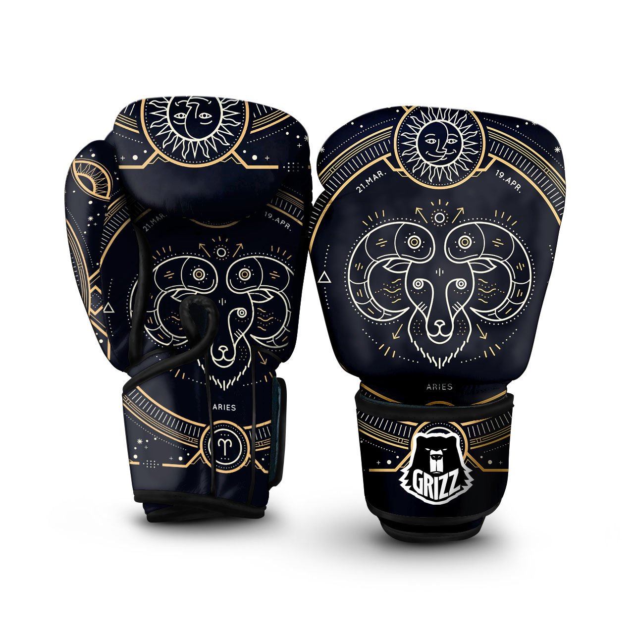 Zodiac Sign Vintage Aries Print Boxing Gloves-grizzshop