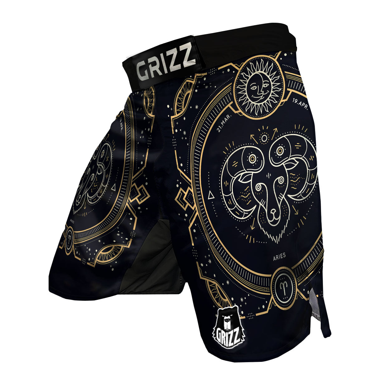 Zodiac Sign Vintage Aries Print MMA Shorts-grizzshop