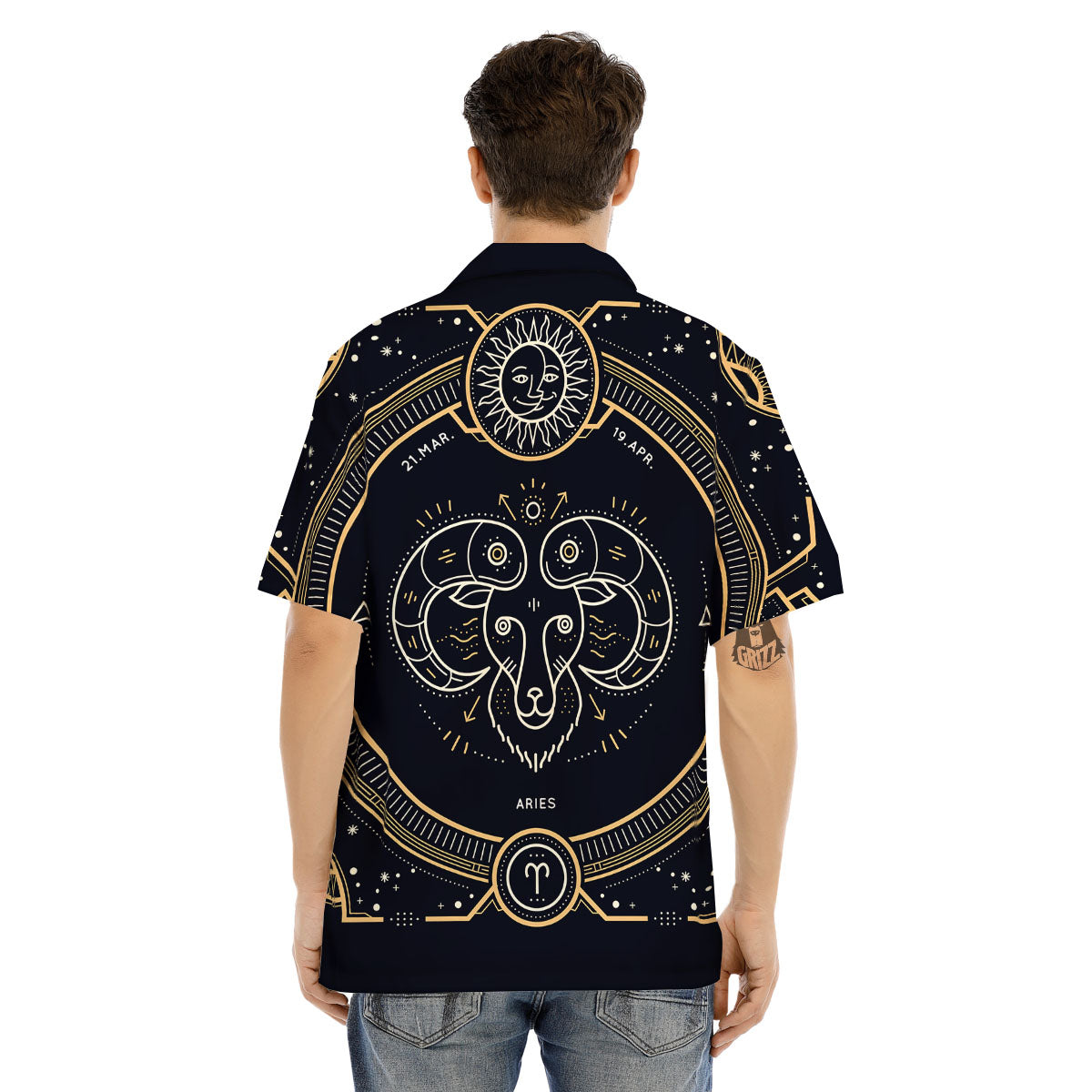 Zodiac Sign Vintage Aries Print Men's Hawaiian Shirt-grizzshop