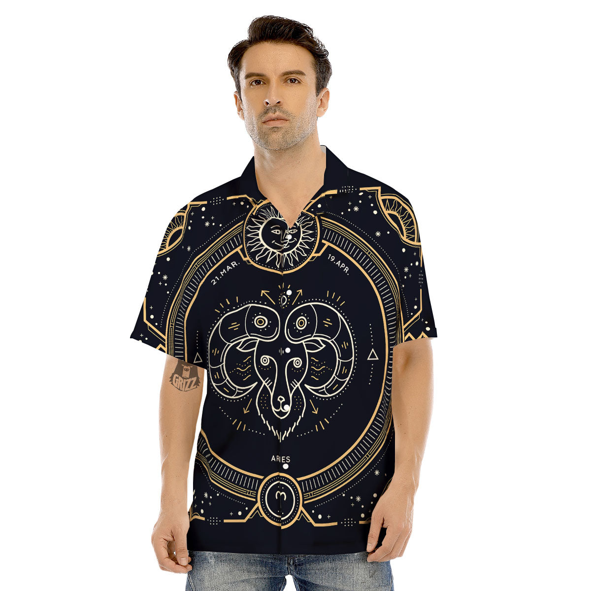 Zodiac Sign Vintage Aries Print Men's Hawaiian Shirt-grizzshop