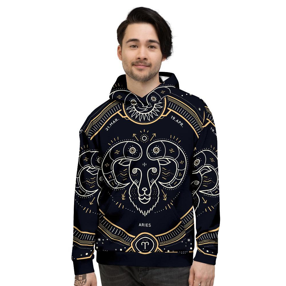 Zodiac Sign Vintage Aries Print Men's Hoodie-grizzshop