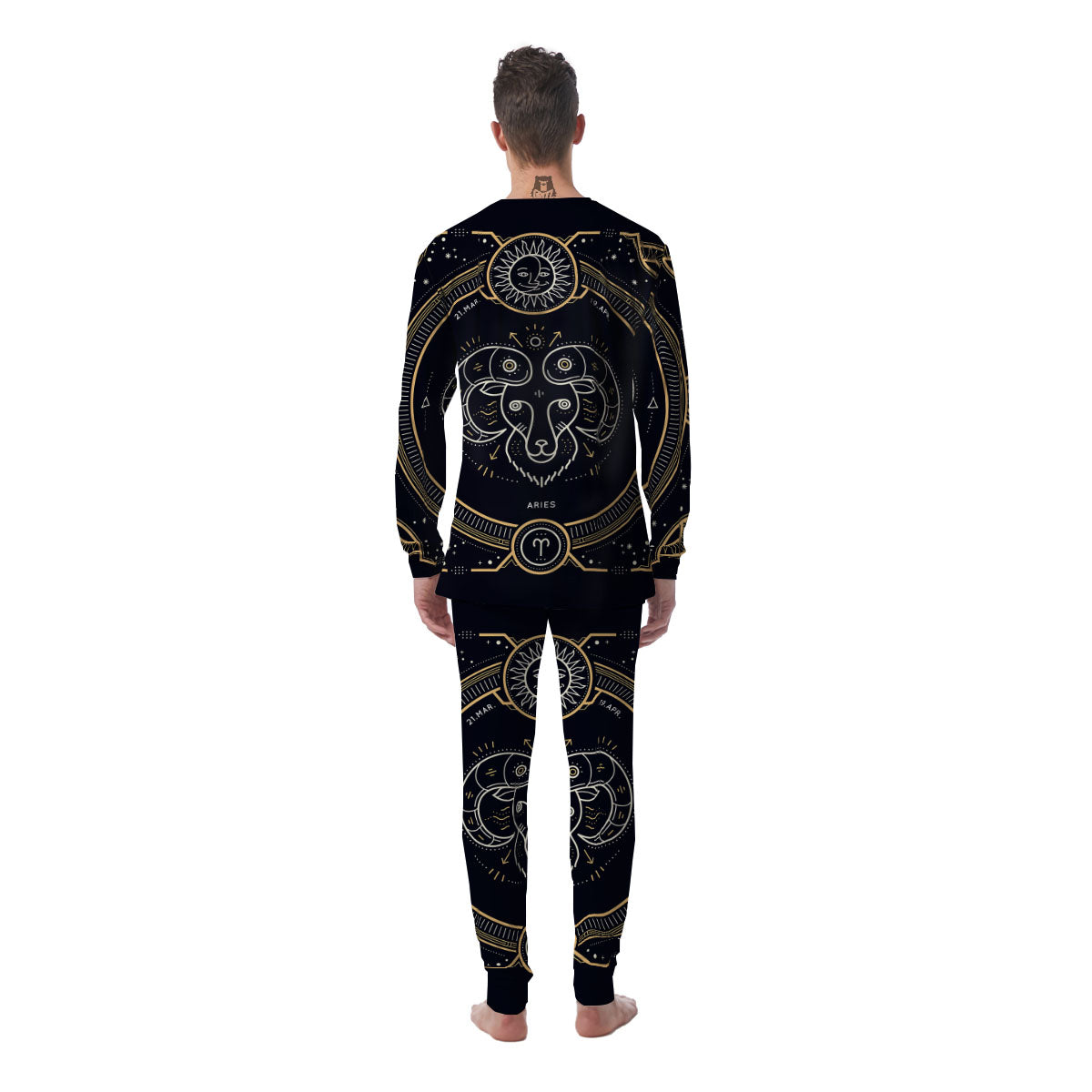 Zodiac Sign Vintage Aries Print Men's Pajamas-grizzshop