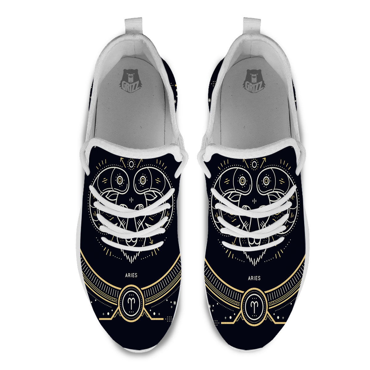 Zodiac Sign Vintage Aries Print White Athletic Shoes-grizzshop