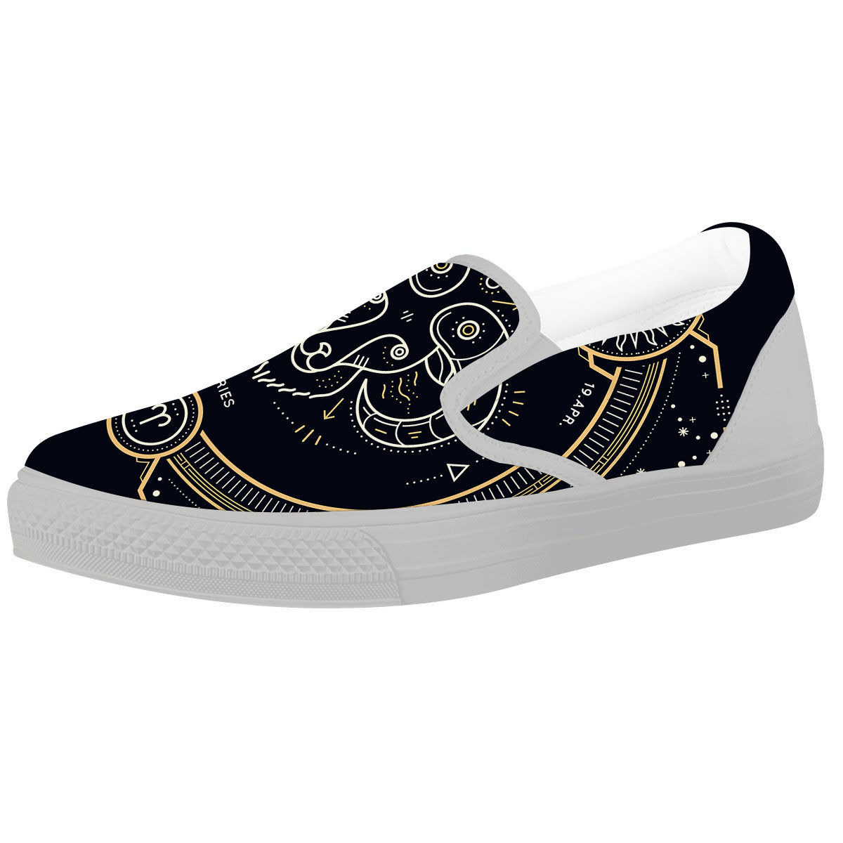 Zodiac Sign Vintage Aries Print White Slip On Shoes-grizzshop
