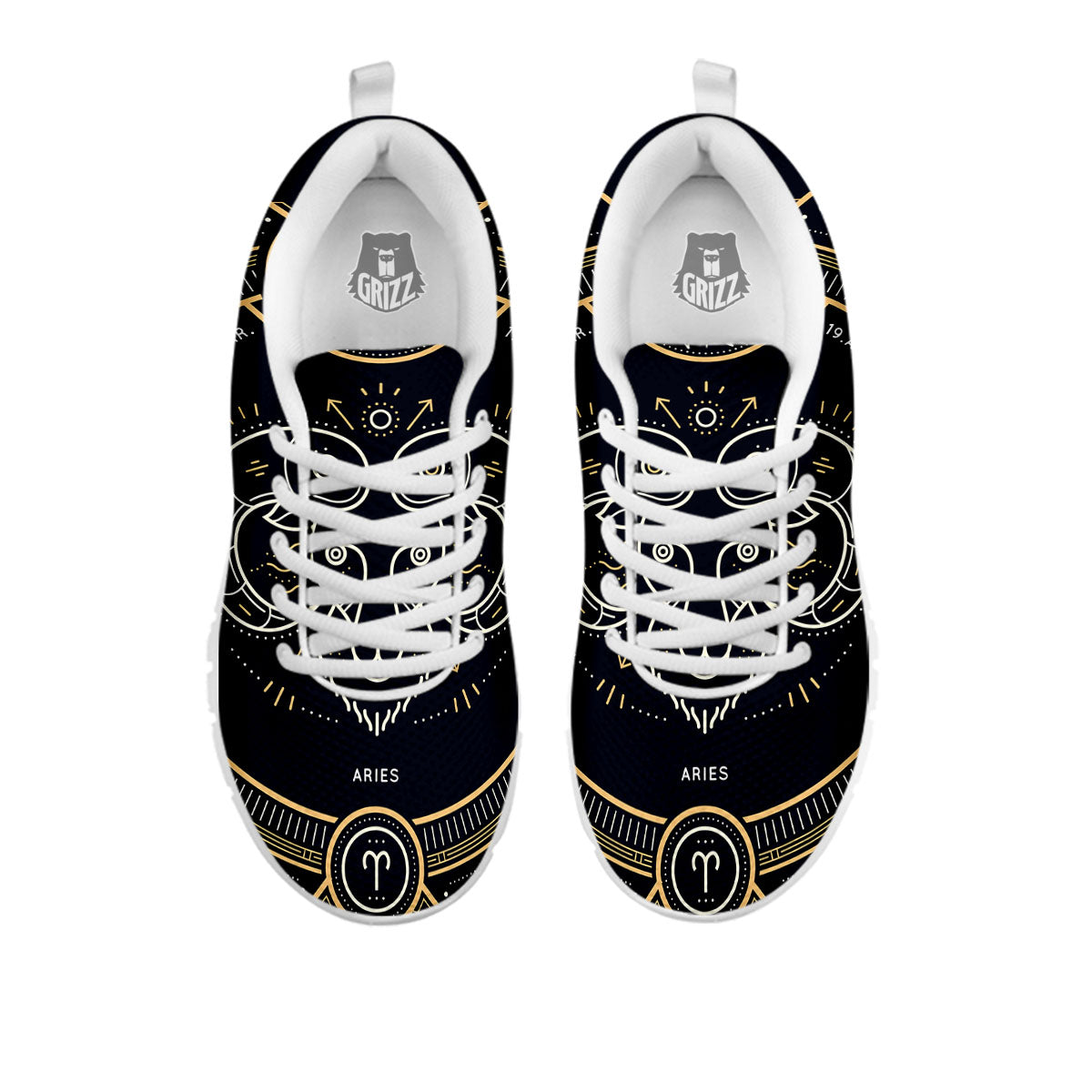 Zodiac Sign Vintage Aries Print White Sneaker-grizzshop