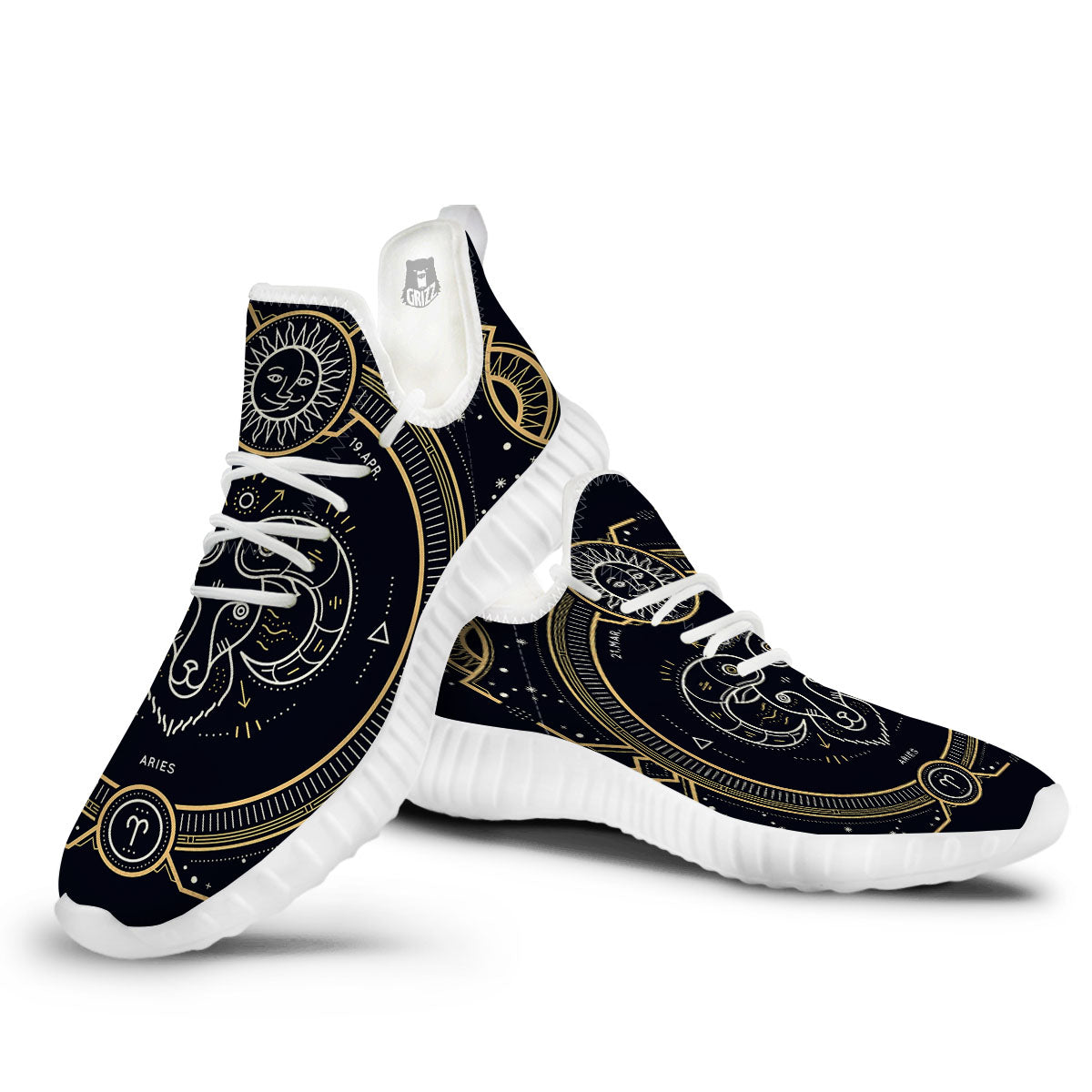 Zodiac Sign Vintage Aries Print White Walking Shoes-grizzshop