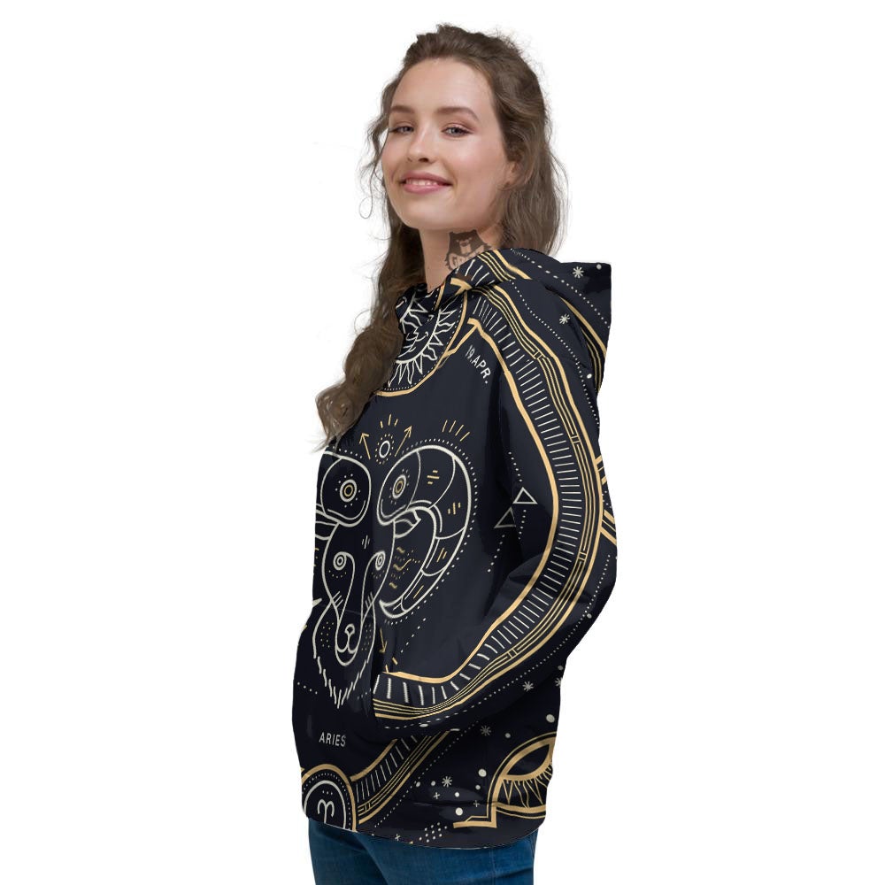 Zodiac Sign Vintage Aries Print Women's Hoodie-grizzshop