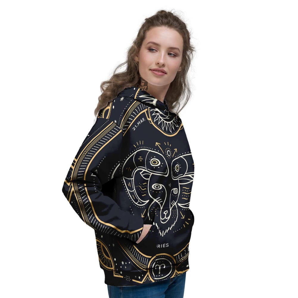 Zodiac Sign Vintage Aries Print Women's Hoodie-grizzshop