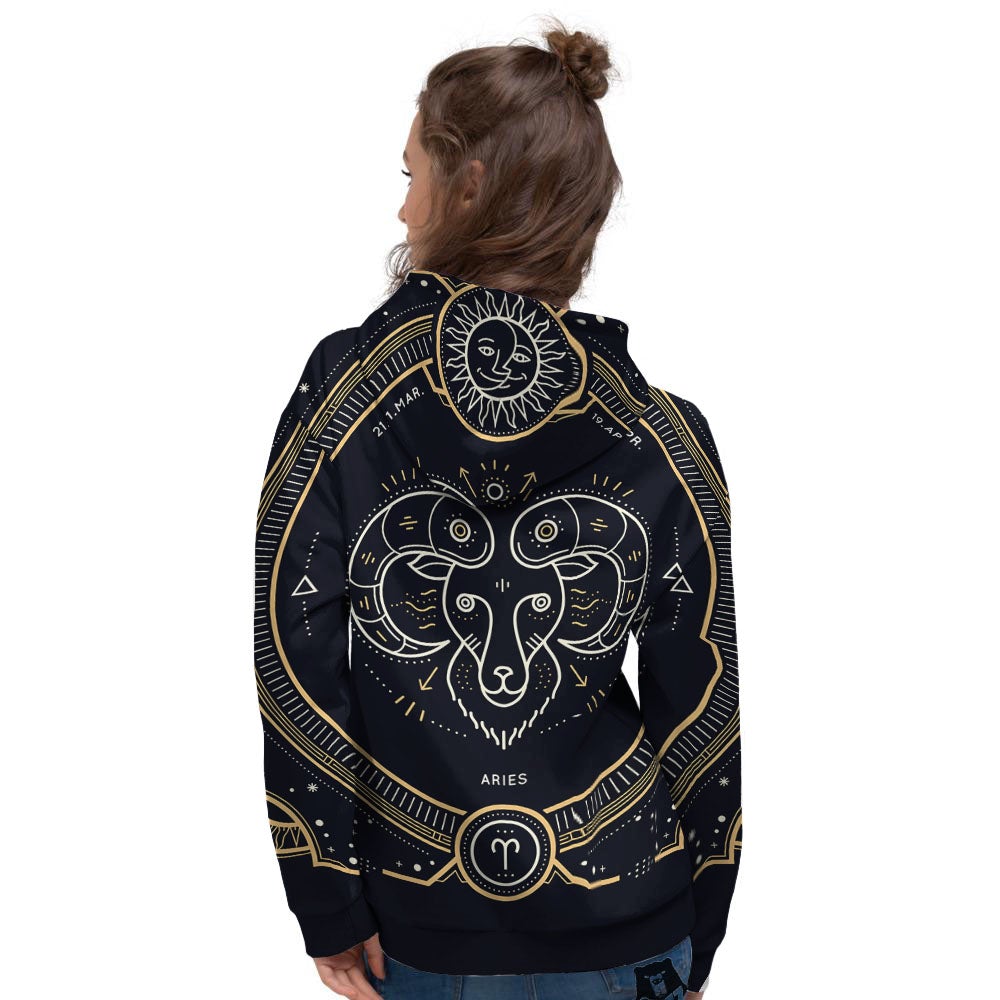 Zodiac Sign Vintage Aries Print Women's Hoodie-grizzshop