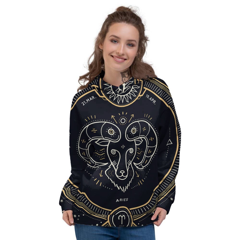 Zodiac Sign Vintage Aries Print Women's Hoodie-grizzshop