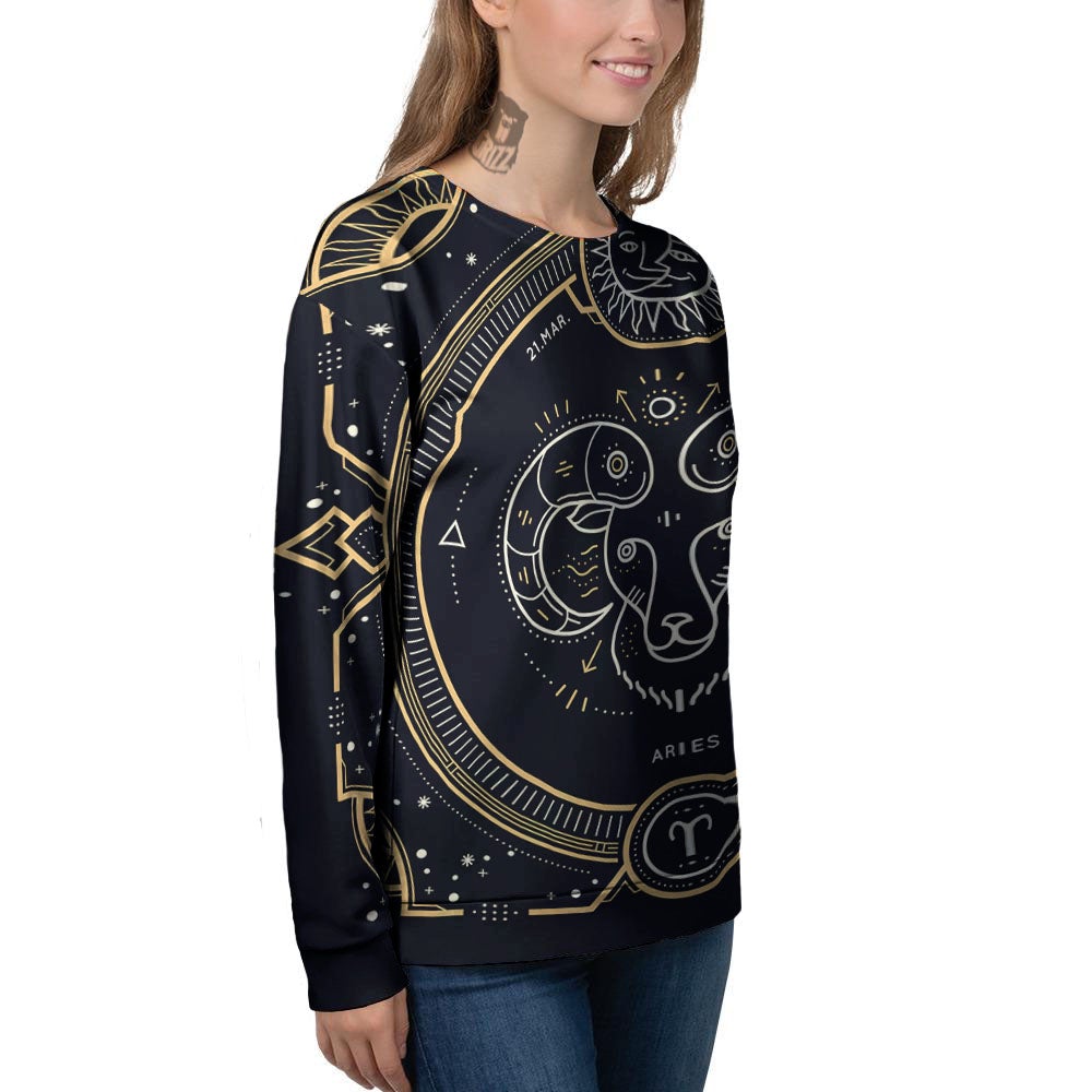 Zodiac Sign Vintage Aries Print Women's Sweatshirt-grizzshop