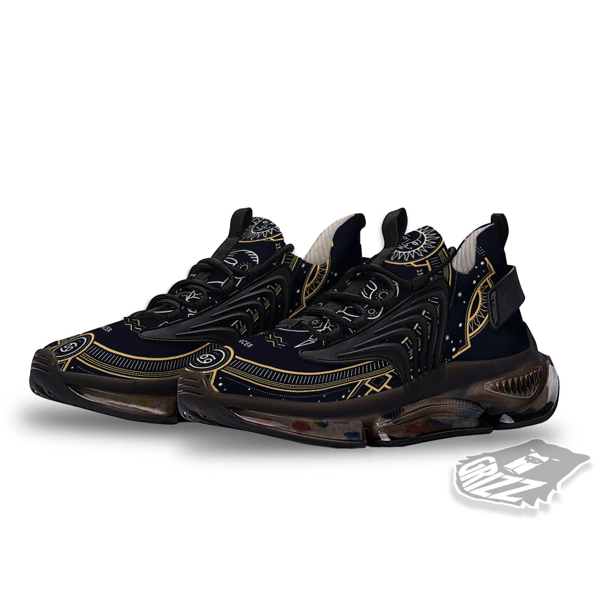 Zodiac Sign Vintage Cancer Print Black Gym Shoes-grizzshop