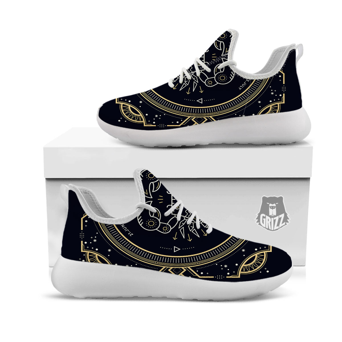 Zodiac Sign Vintage Cancer Print White Athletic Shoes-grizzshop