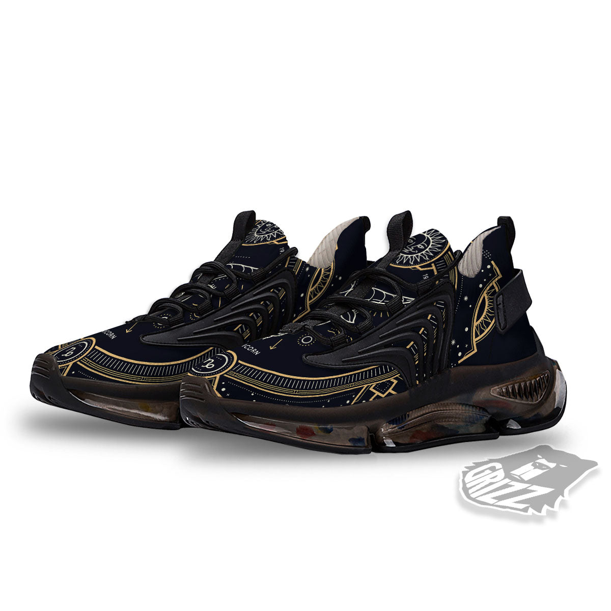 Zodiac Sign Vintage Capricorn Print Black Gym Shoes-grizzshop