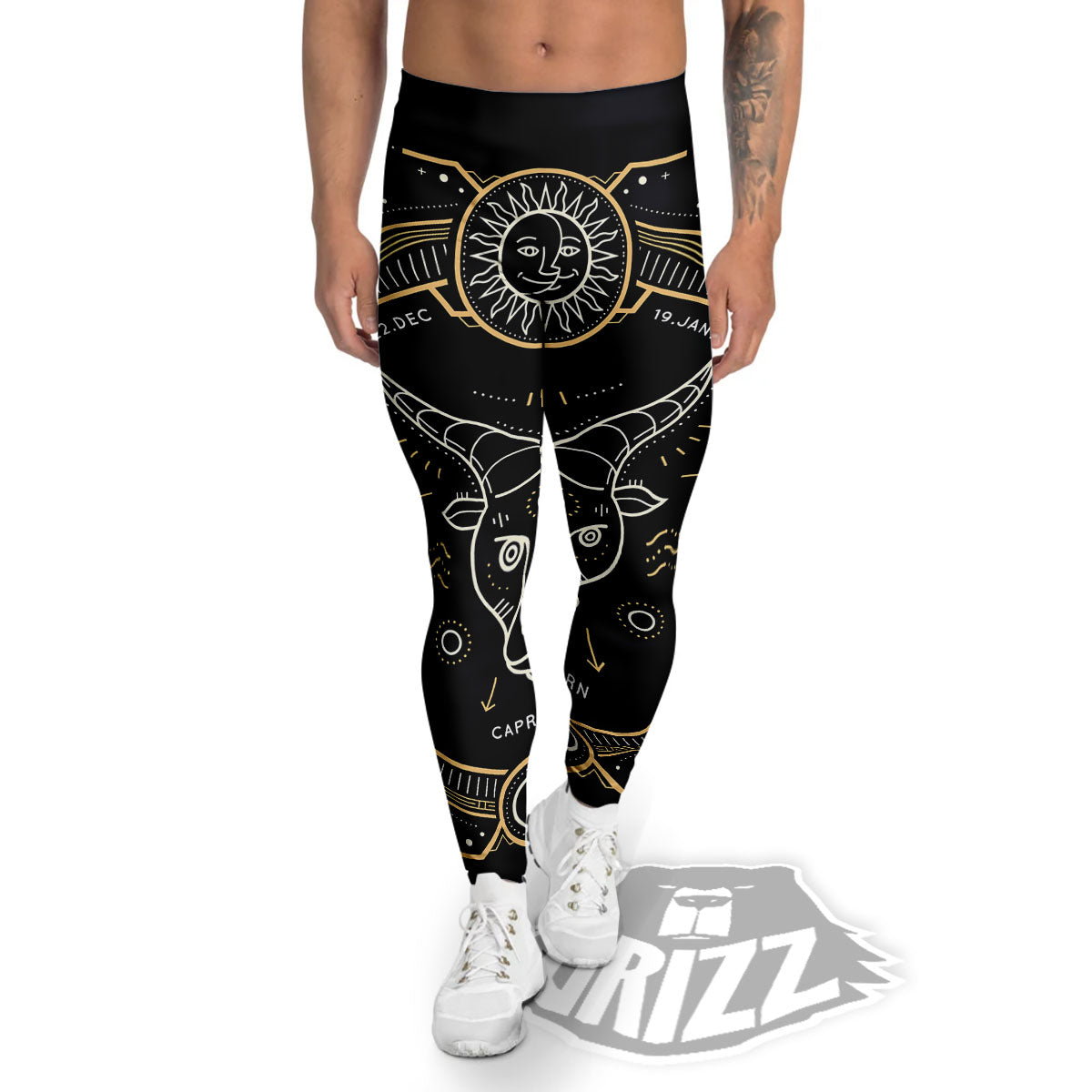 Zodiac Sign Vintage Capricorn Print Men's Leggings-grizzshop