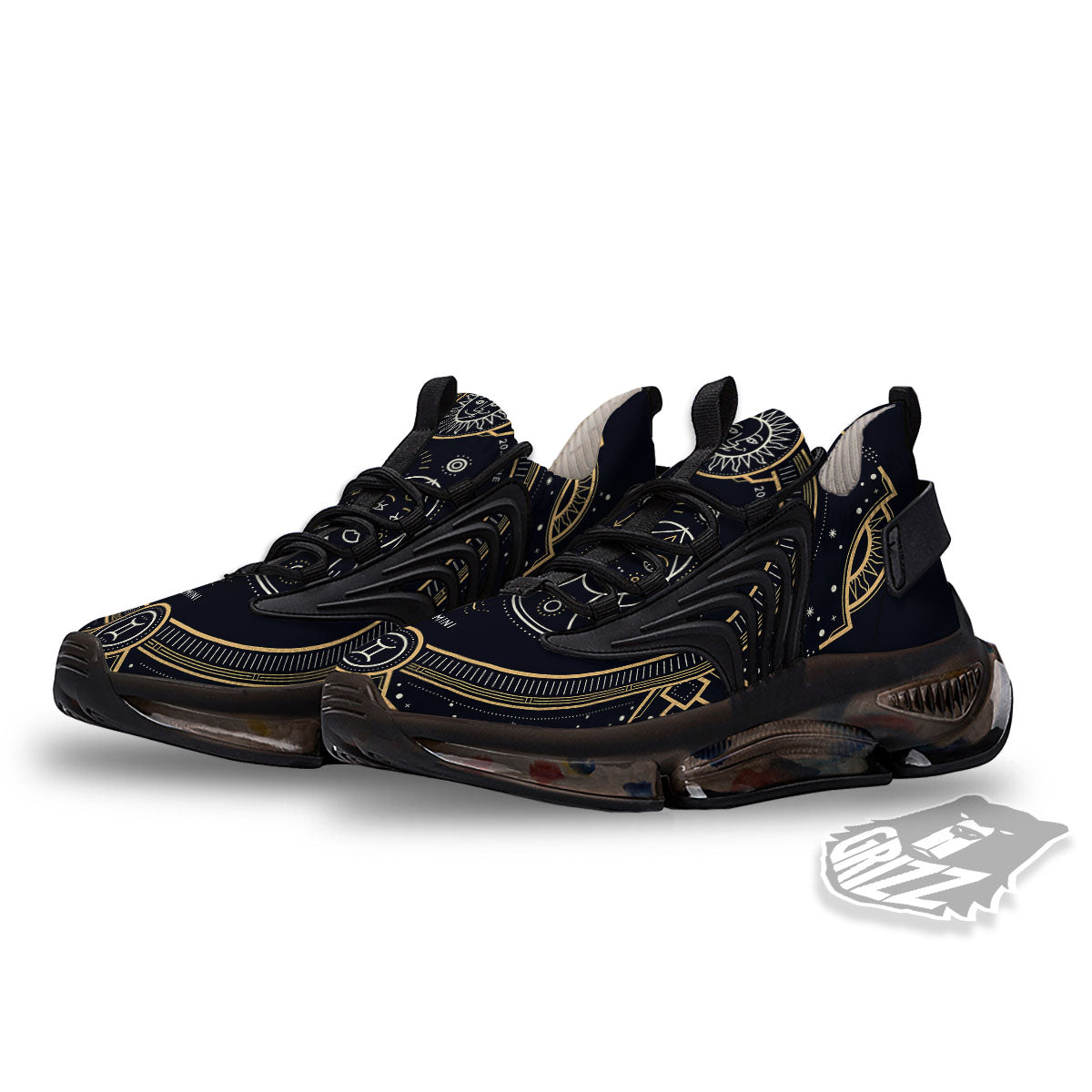 Zodiac Sign Vintage Gemini Print Black Gym Shoes-grizzshop