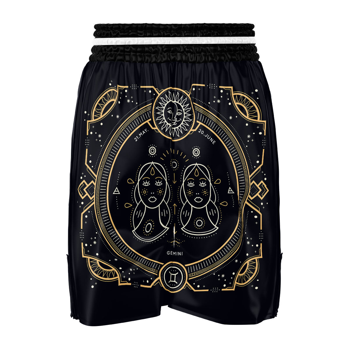 Zodiac Sign Vintage Gemini Print Boxing Shorts-grizzshop