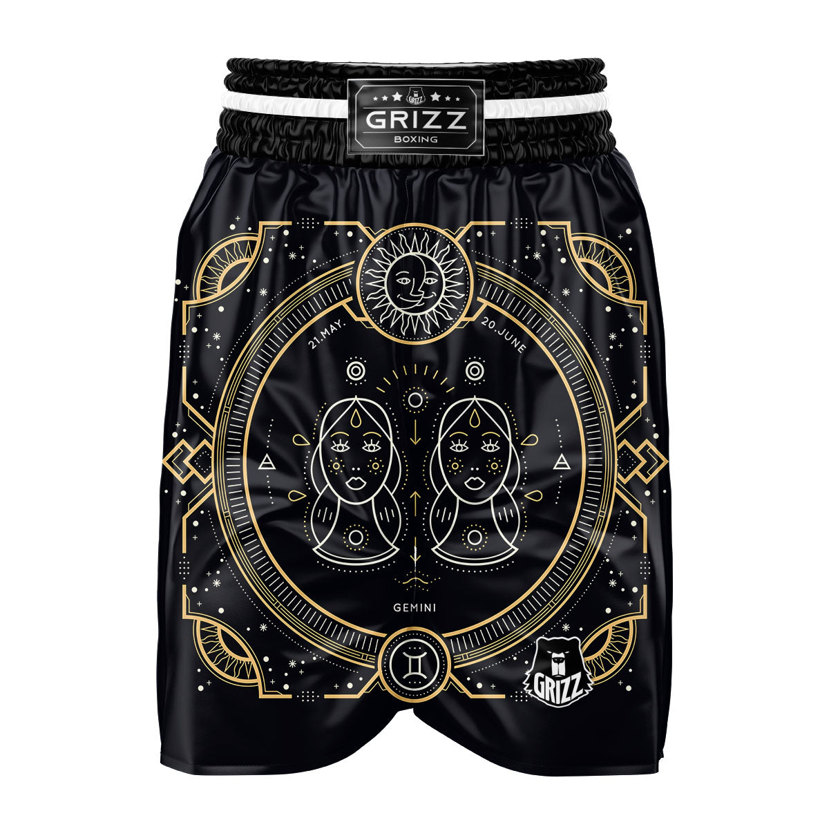 Zodiac Sign Vintage Gemini Print Boxing Shorts-grizzshop