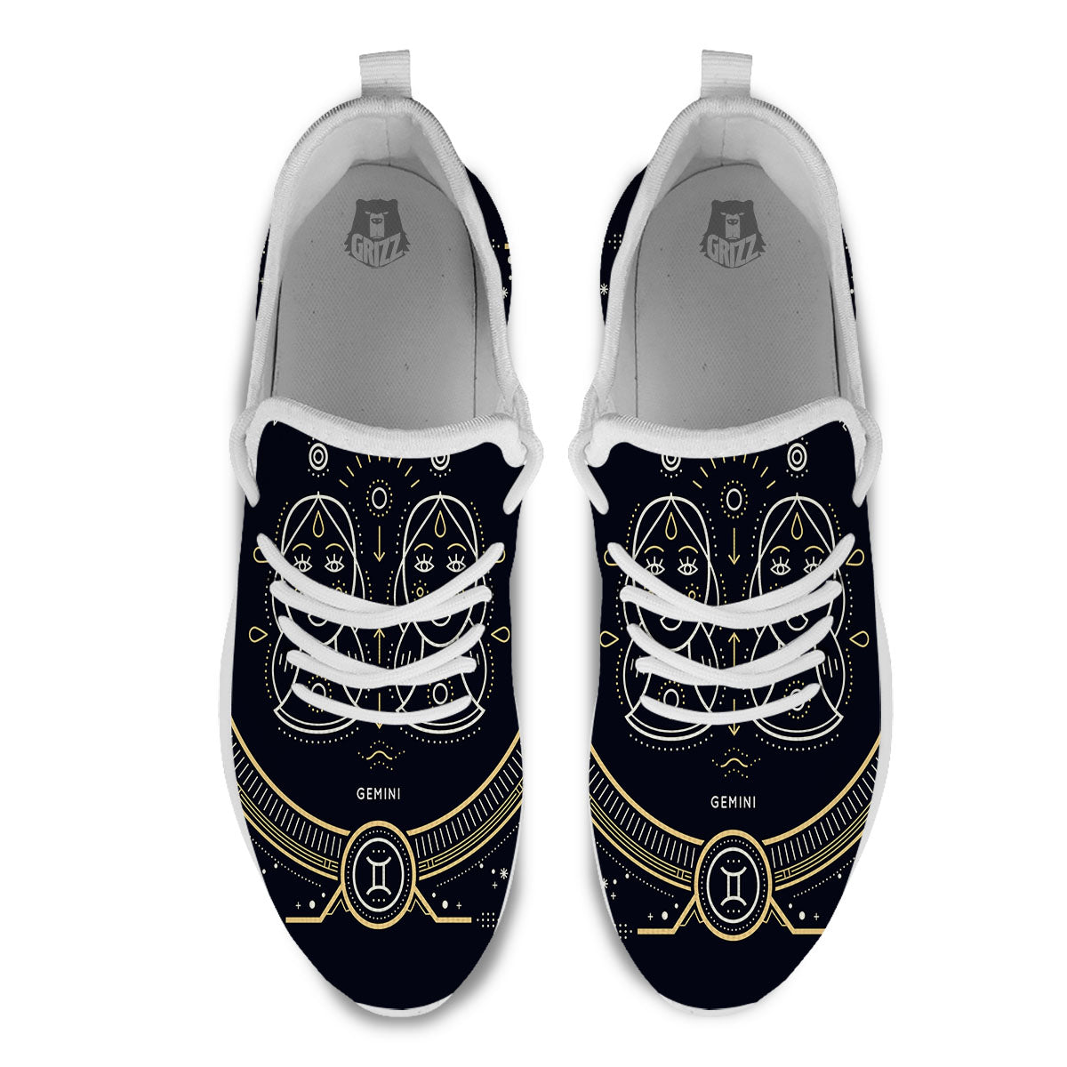 Zodiac Sign Vintage Gemini Print White Athletic Shoes-grizzshop