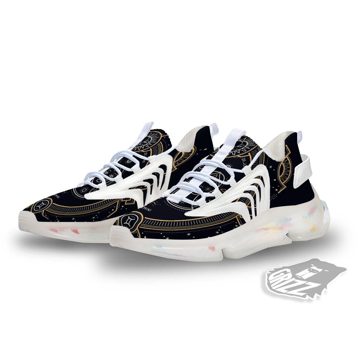 Zodiac Sign Vintage Gemini Print White Gym Shoes-grizzshop