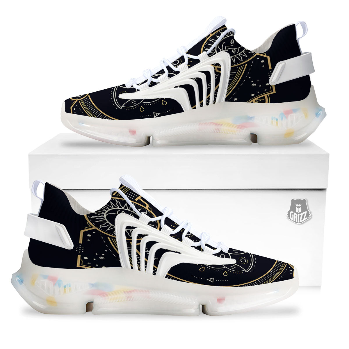 Zodiac Sign Vintage Gemini Print White Gym Shoes-grizzshop