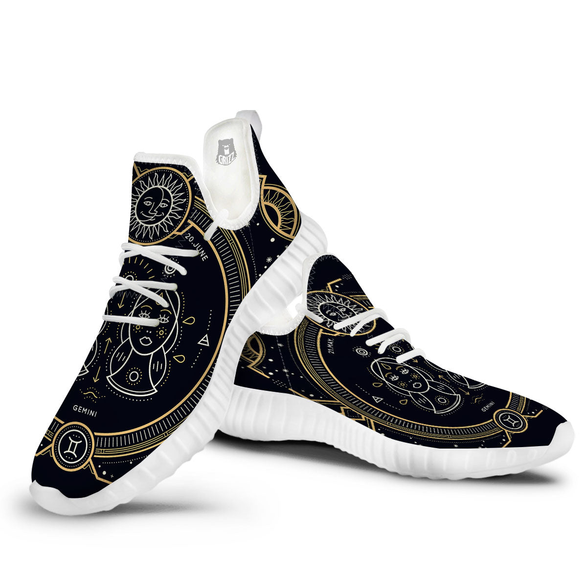 Zodiac Sign Vintage Gemini Print White Walking Shoes-grizzshop