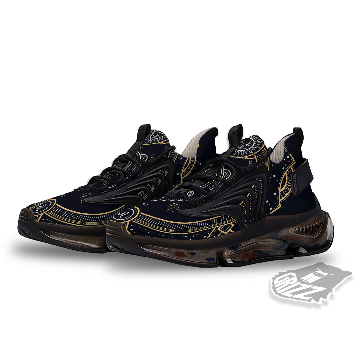 Zodiac Sign Vintage Leo Print Black Gym Shoes-grizzshop