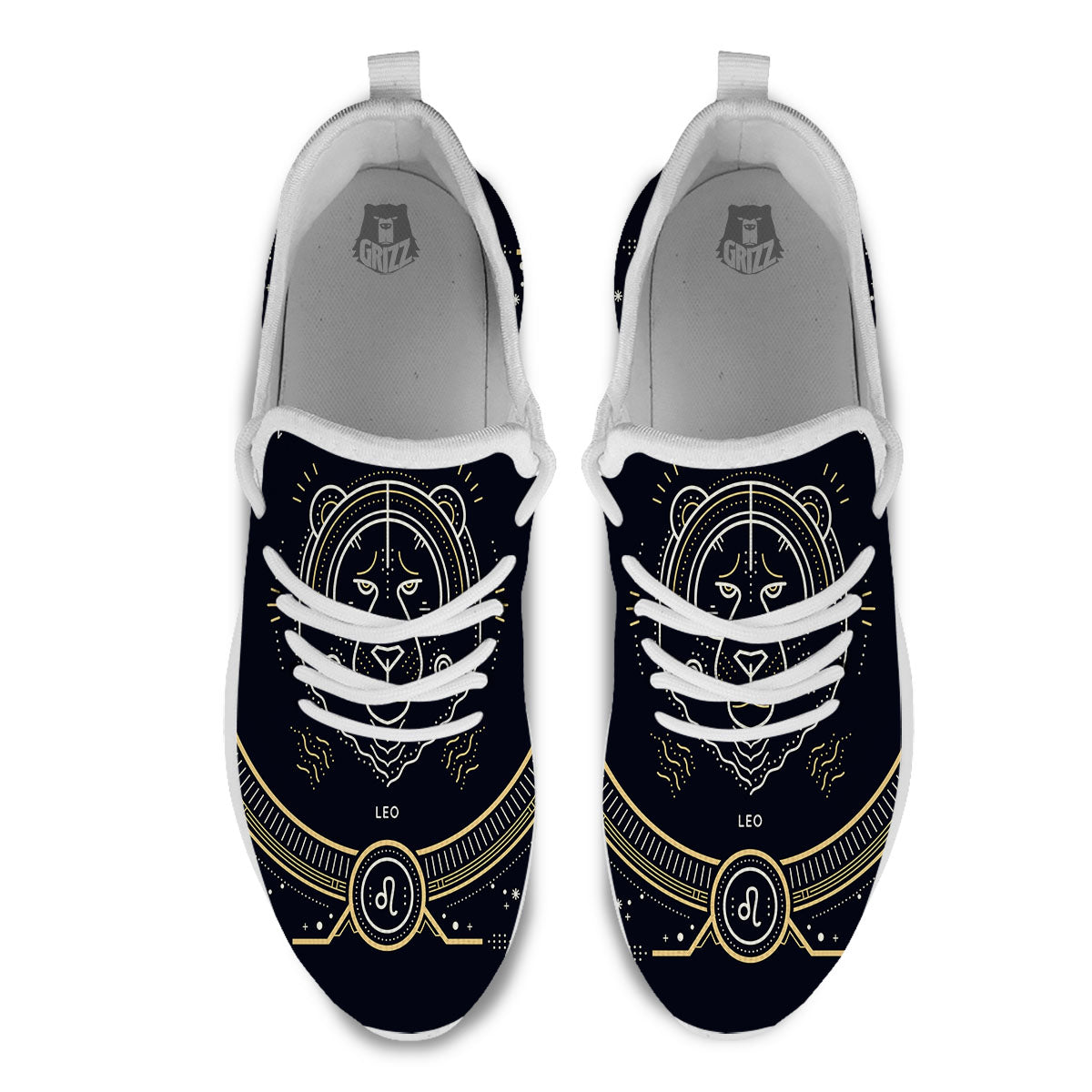Zodiac Sign Vintage Leo Print White Athletic Shoes-grizzshop