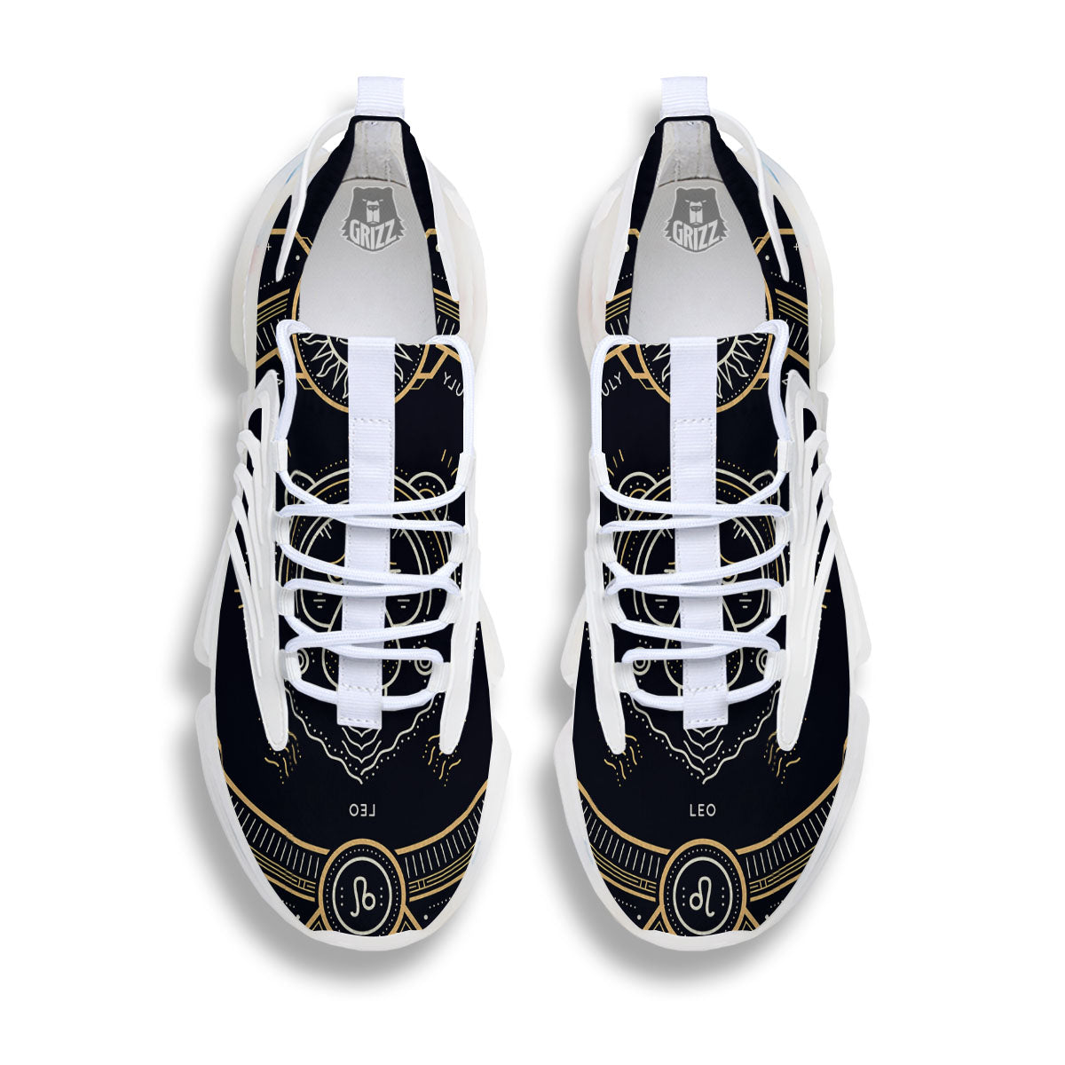 Zodiac Sign Vintage Leo Print White Gym Shoes-grizzshop