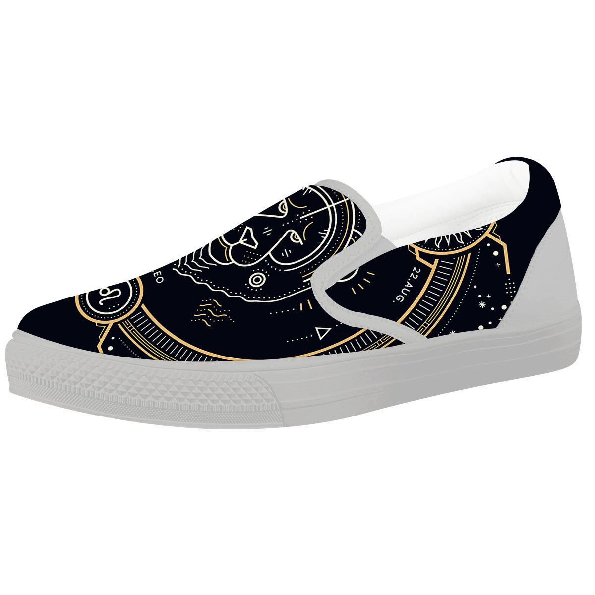 Zodiac Sign Vintage Leo Print White Slip On Shoes-grizzshop