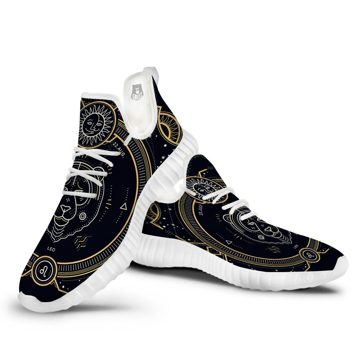Zodiac Sign Vintage Leo Print White Walking Shoes-grizzshop
