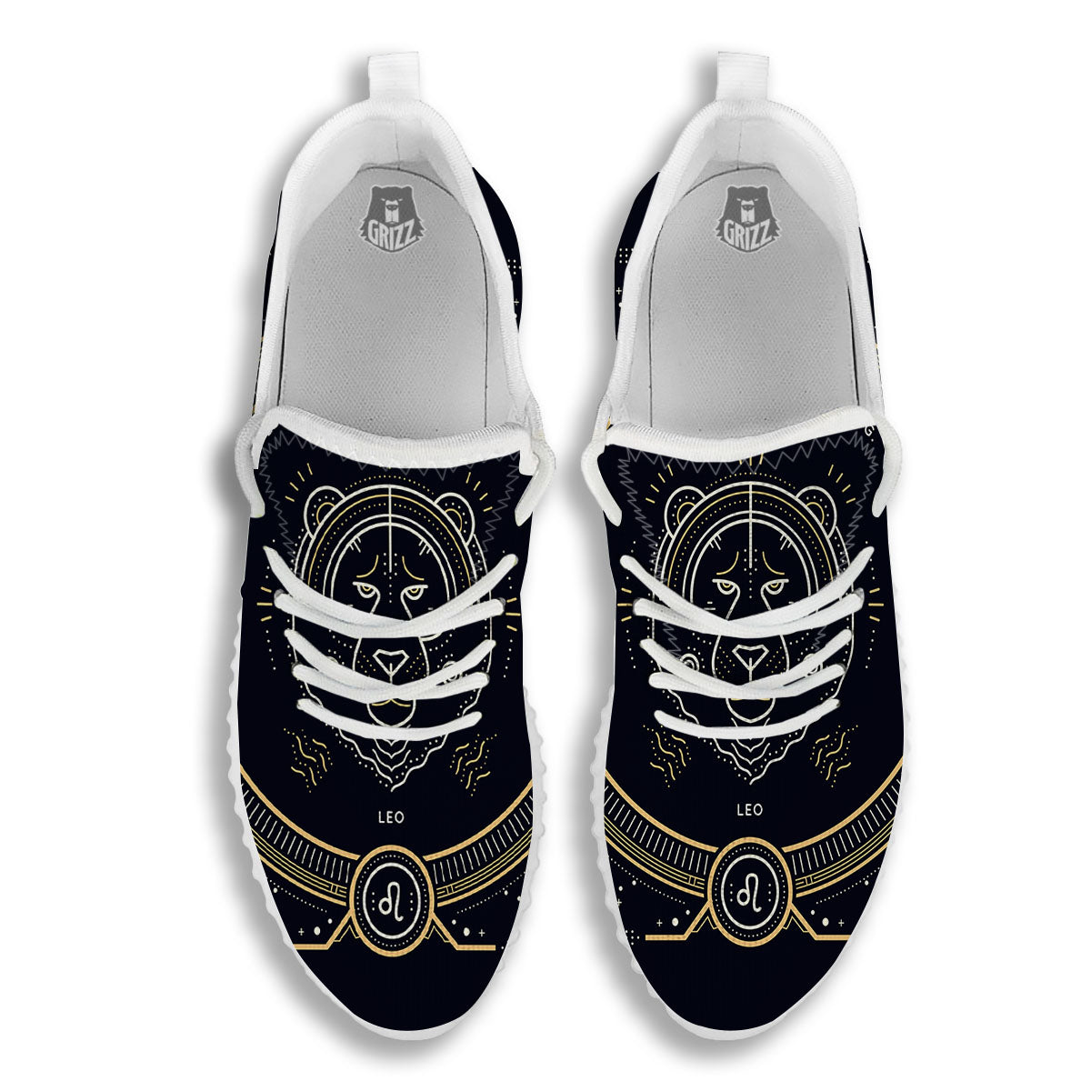 Zodiac Sign Vintage Leo Print White Walking Shoes-grizzshop
