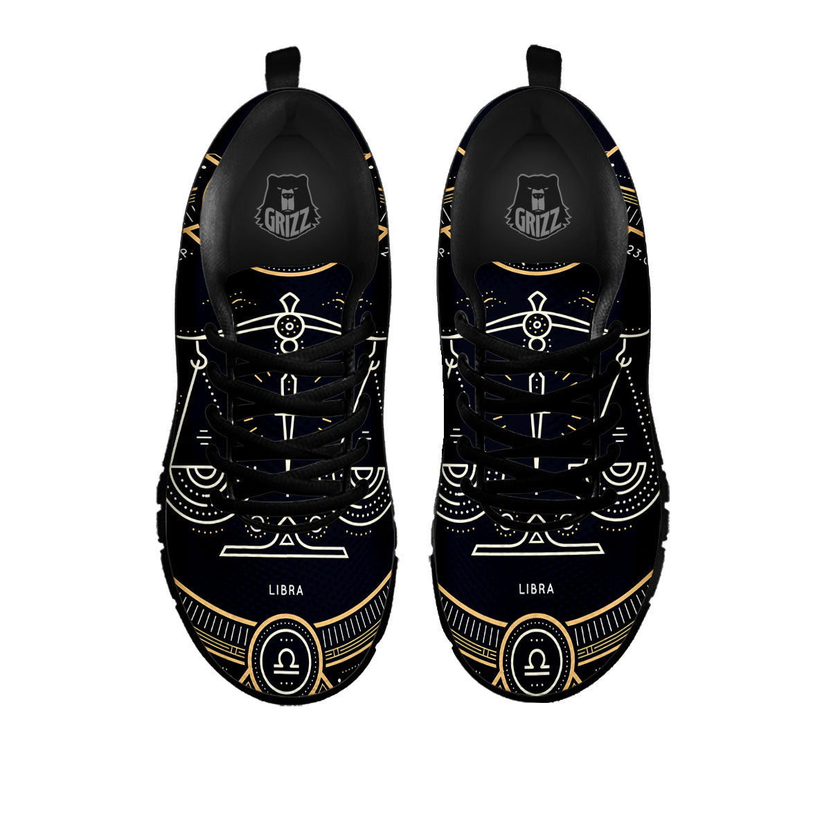 Zodiac Sign Vintage Libra Print Black Sneaker-grizzshop