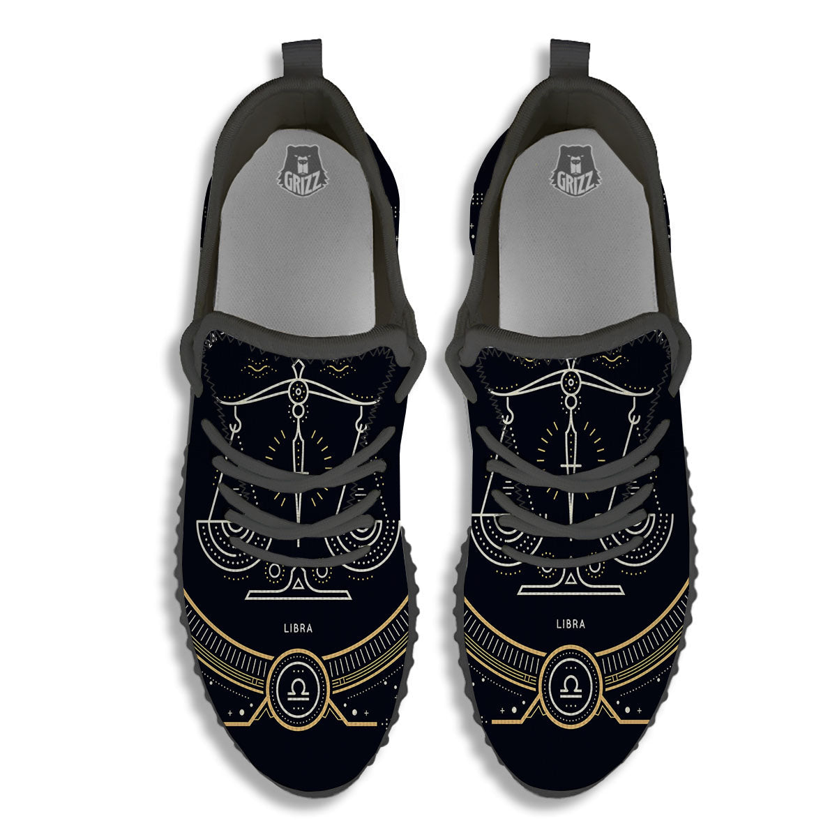Zodiac Sign Vintage Libra Print Black Walking Shoes-grizzshop