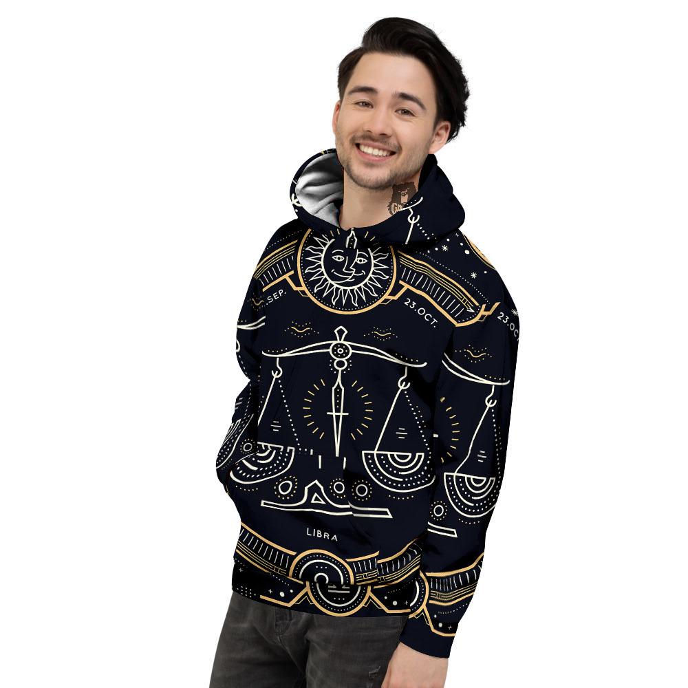 Zodiac Sign Vintage Libra Print Men's Hoodie-grizzshop