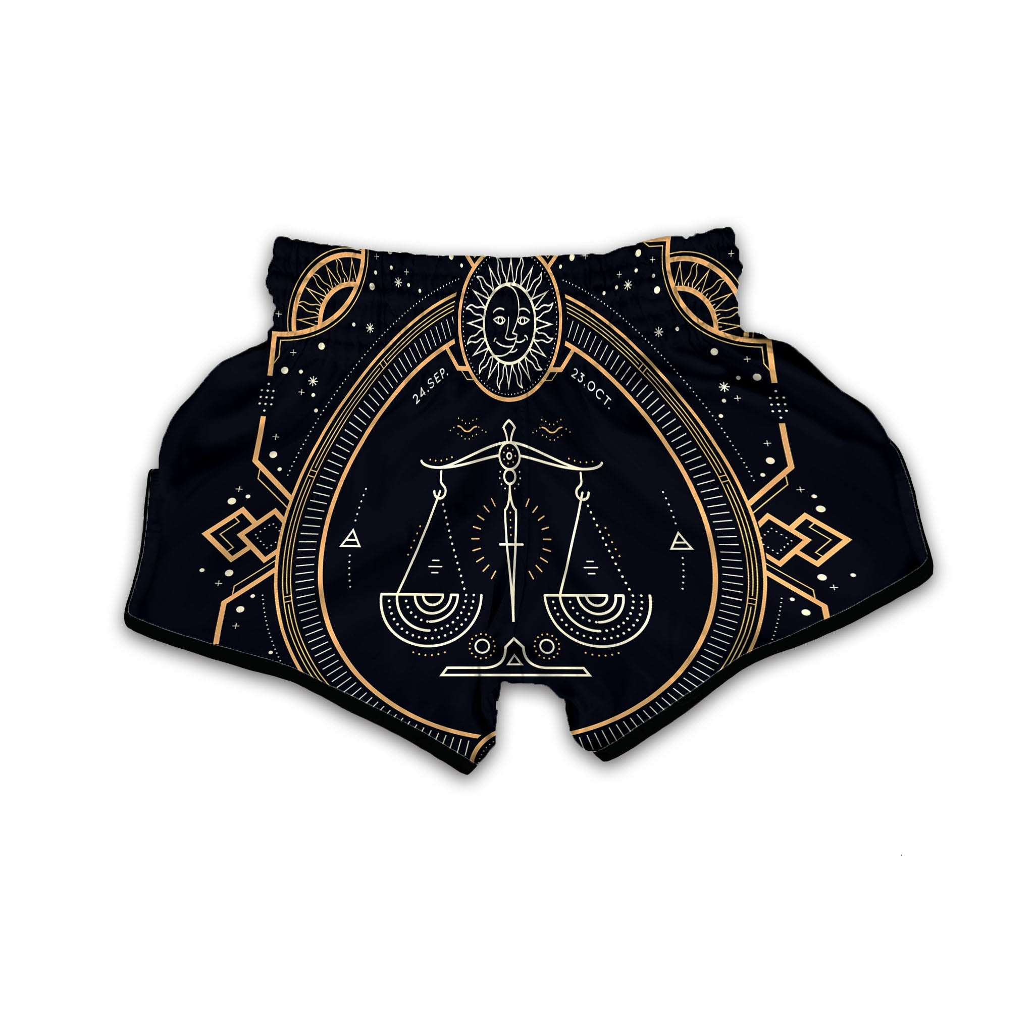 Zodiac Sign Vintage Libra Print Muay Thai Boxing Shorts-grizzshop