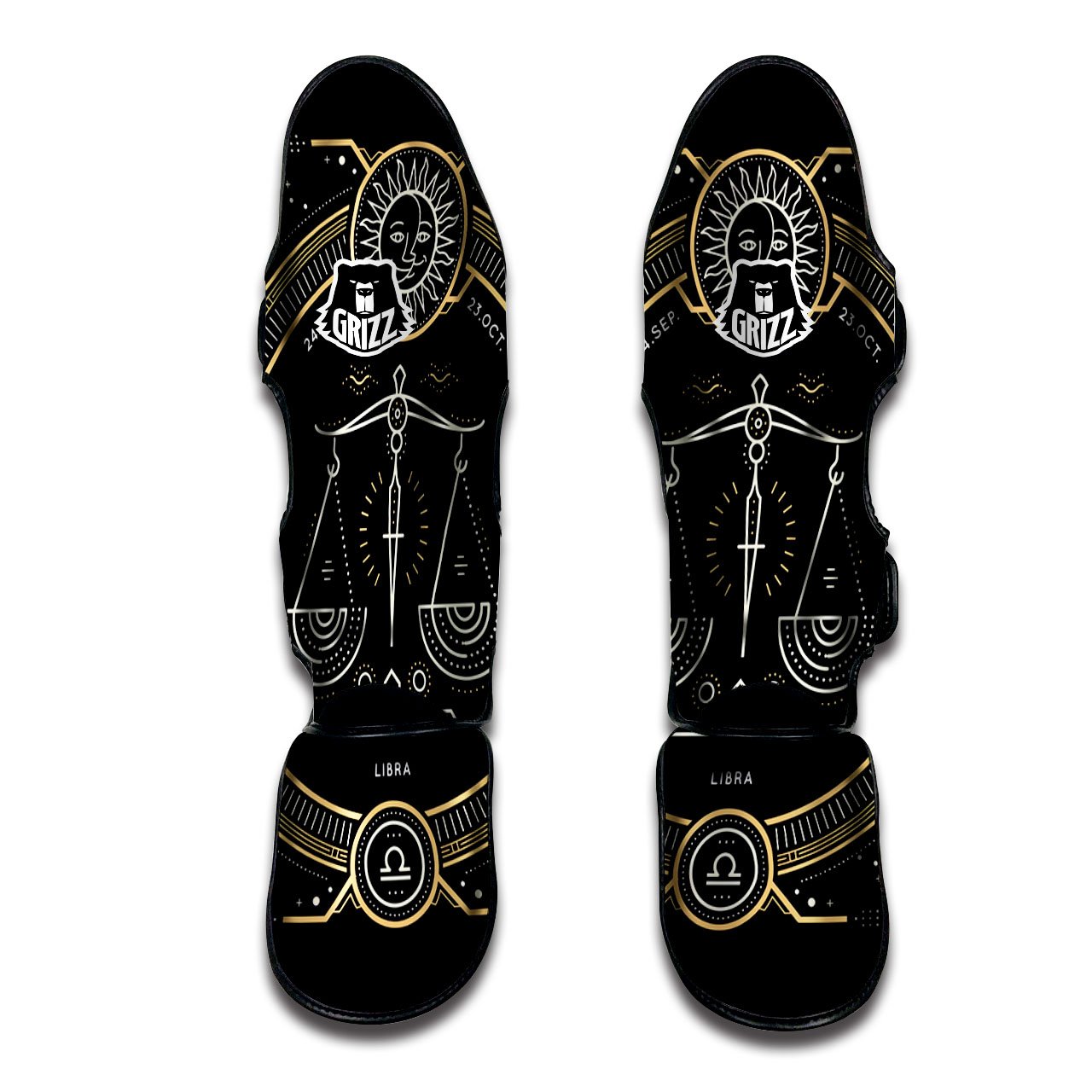 Zodiac Sign Vintage Libra Print Muay Thai Shin Guards-grizzshop