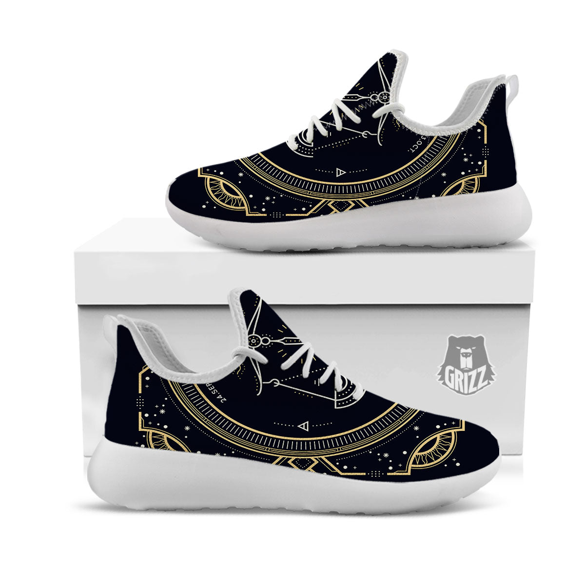 Zodiac Sign Vintage Libra Print White Athletic Shoes-grizzshop