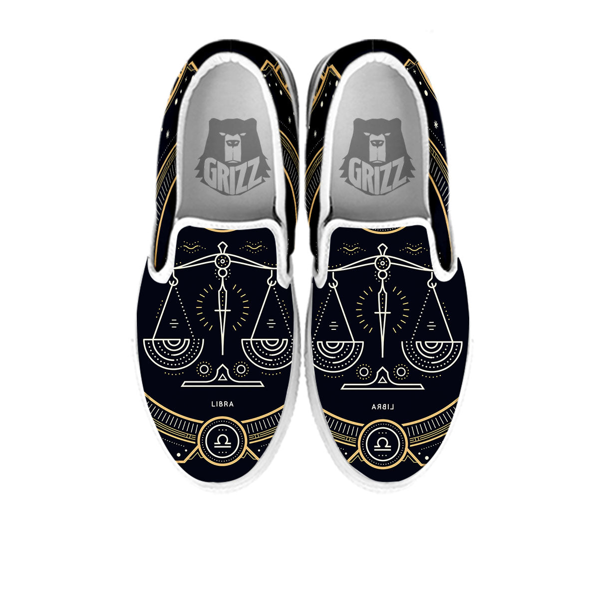 Zodiac Sign Vintage Libra Print White Slip On Shoes-grizzshop