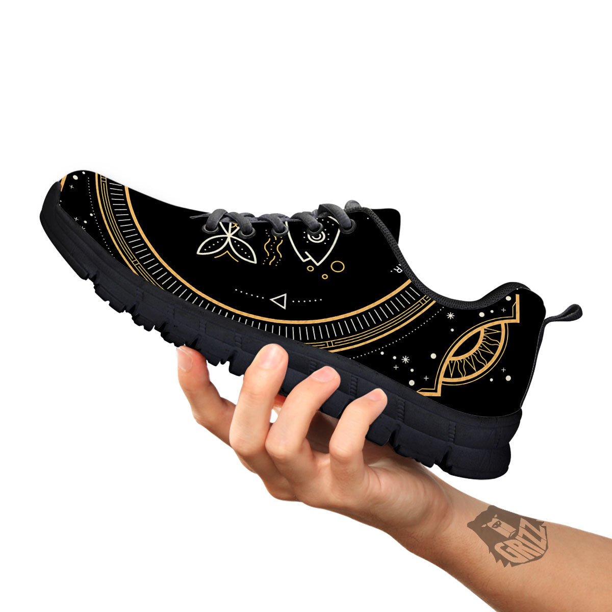 Zodiac Sign Vintage Pisces Print Black Sneaker-grizzshop