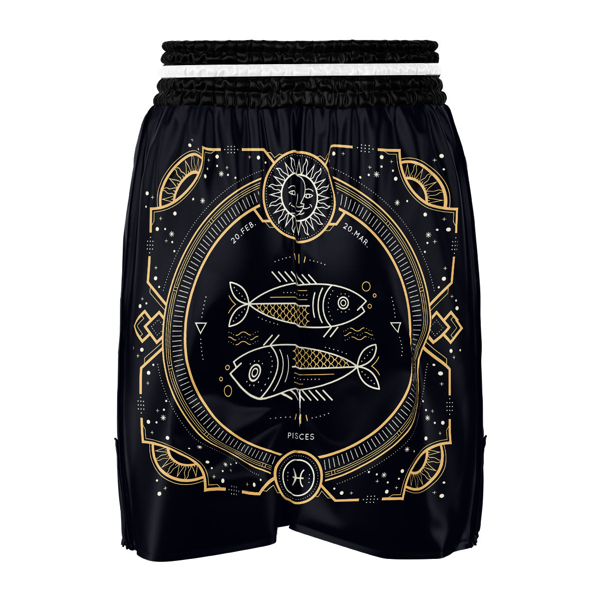 Zodiac Sign Vintage Pisces Print Boxing Shorts-grizzshop
