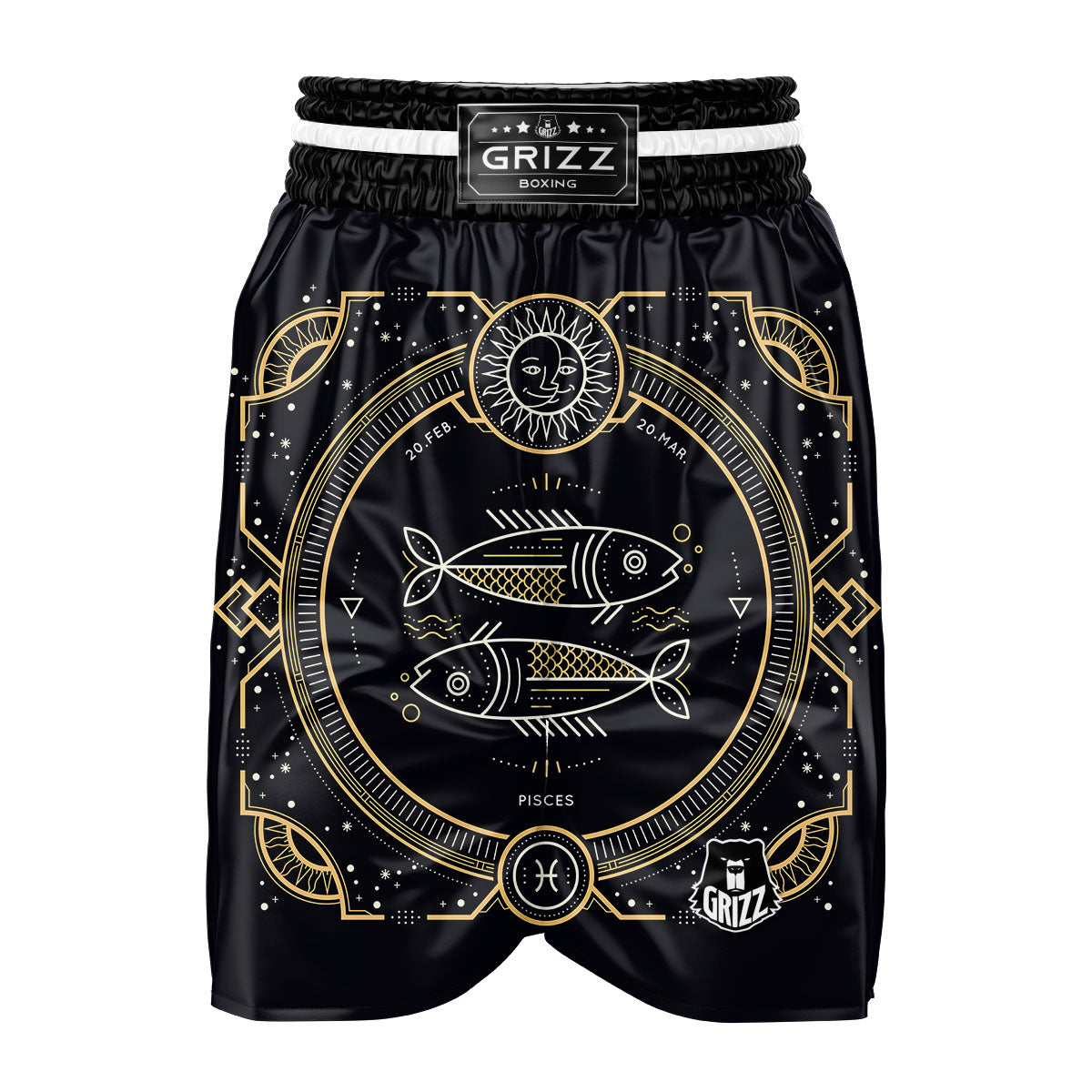 Zodiac Sign Vintage Pisces Print Boxing Shorts-grizzshop