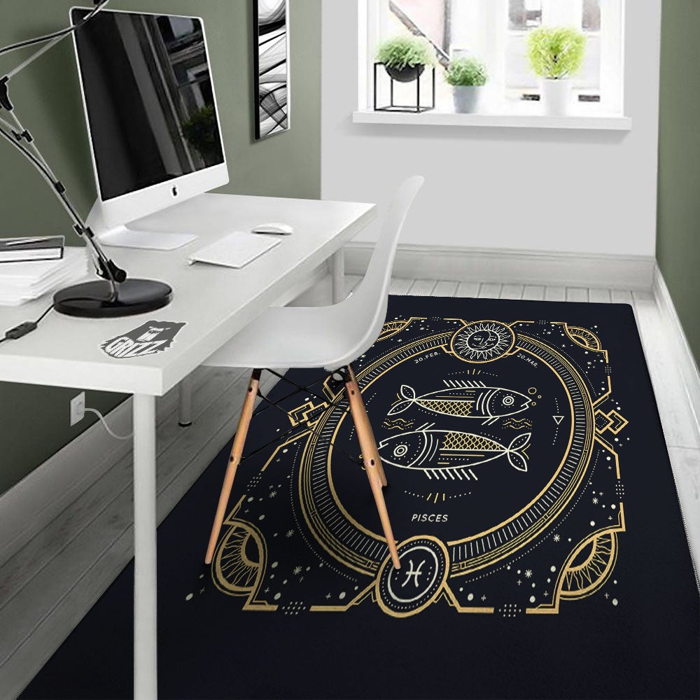 Zodiac Sign Vintage Pisces Print Floor Mat-grizzshop