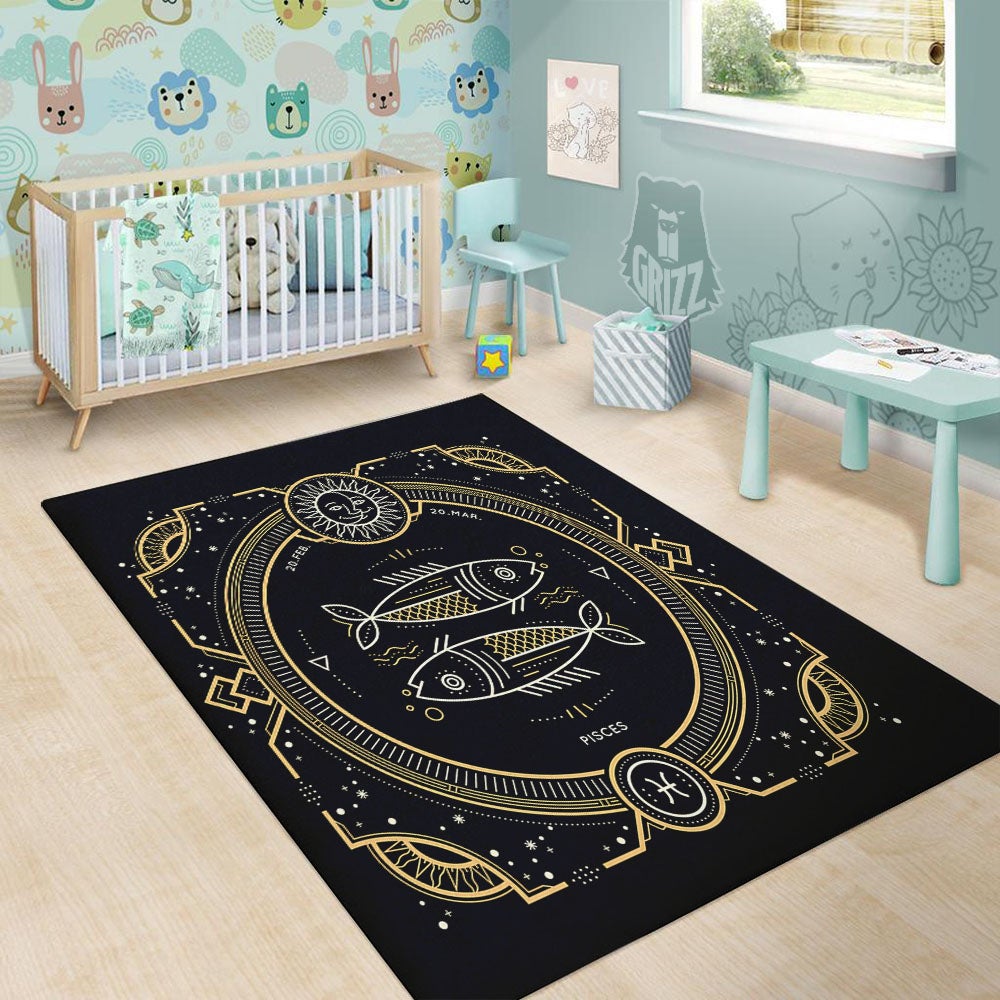 Zodiac Sign Vintage Pisces Print Floor Mat-grizzshop