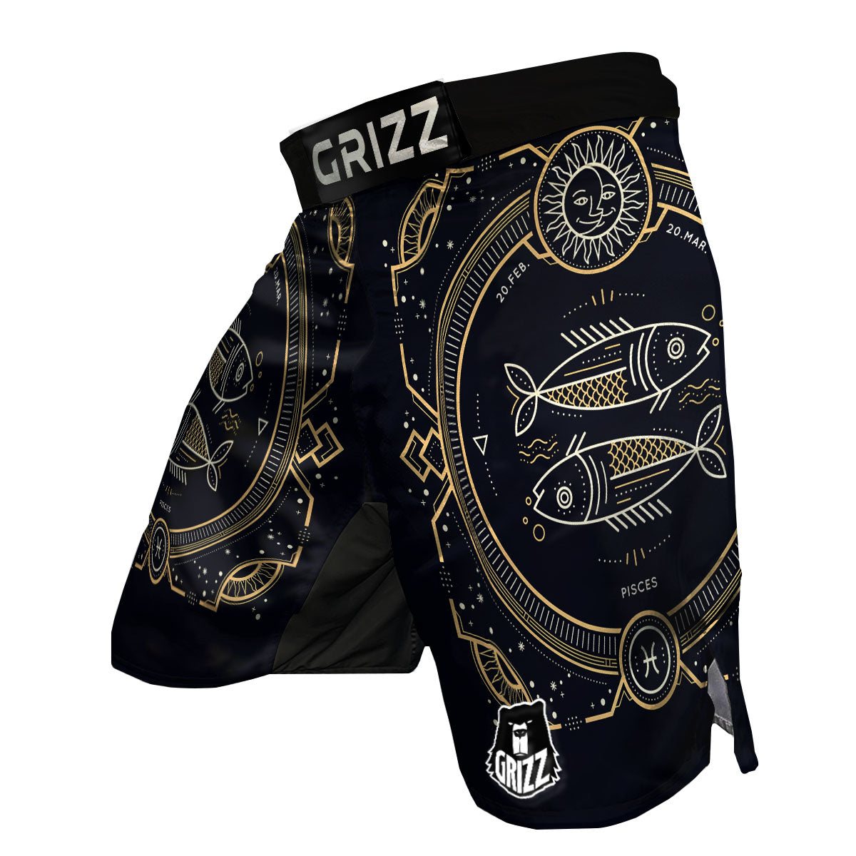 Zodiac Sign Vintage Pisces Print MMA Shorts-grizzshop