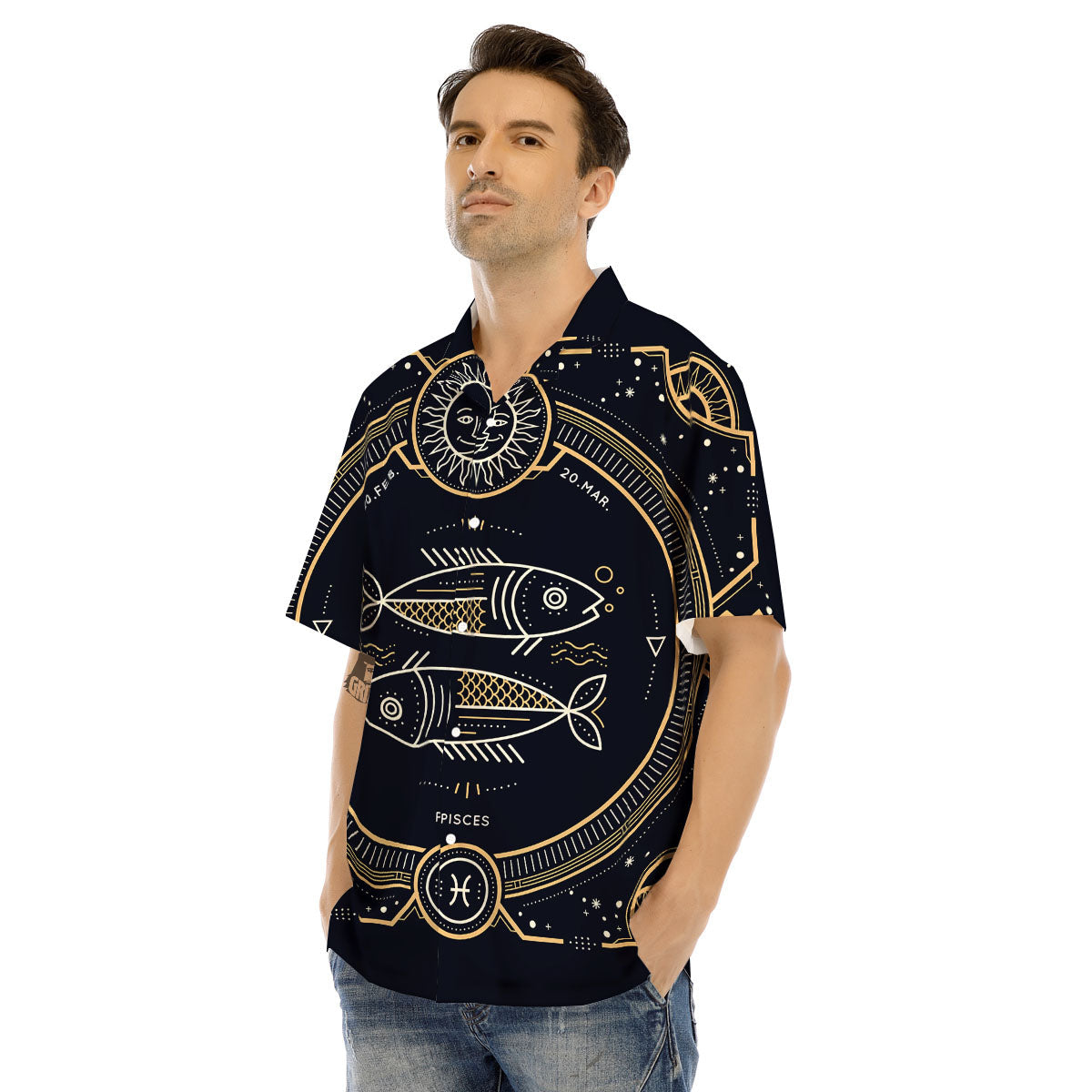Zodiac Sign Vintage Pisces Print Men's Hawaiian Shirt-grizzshop