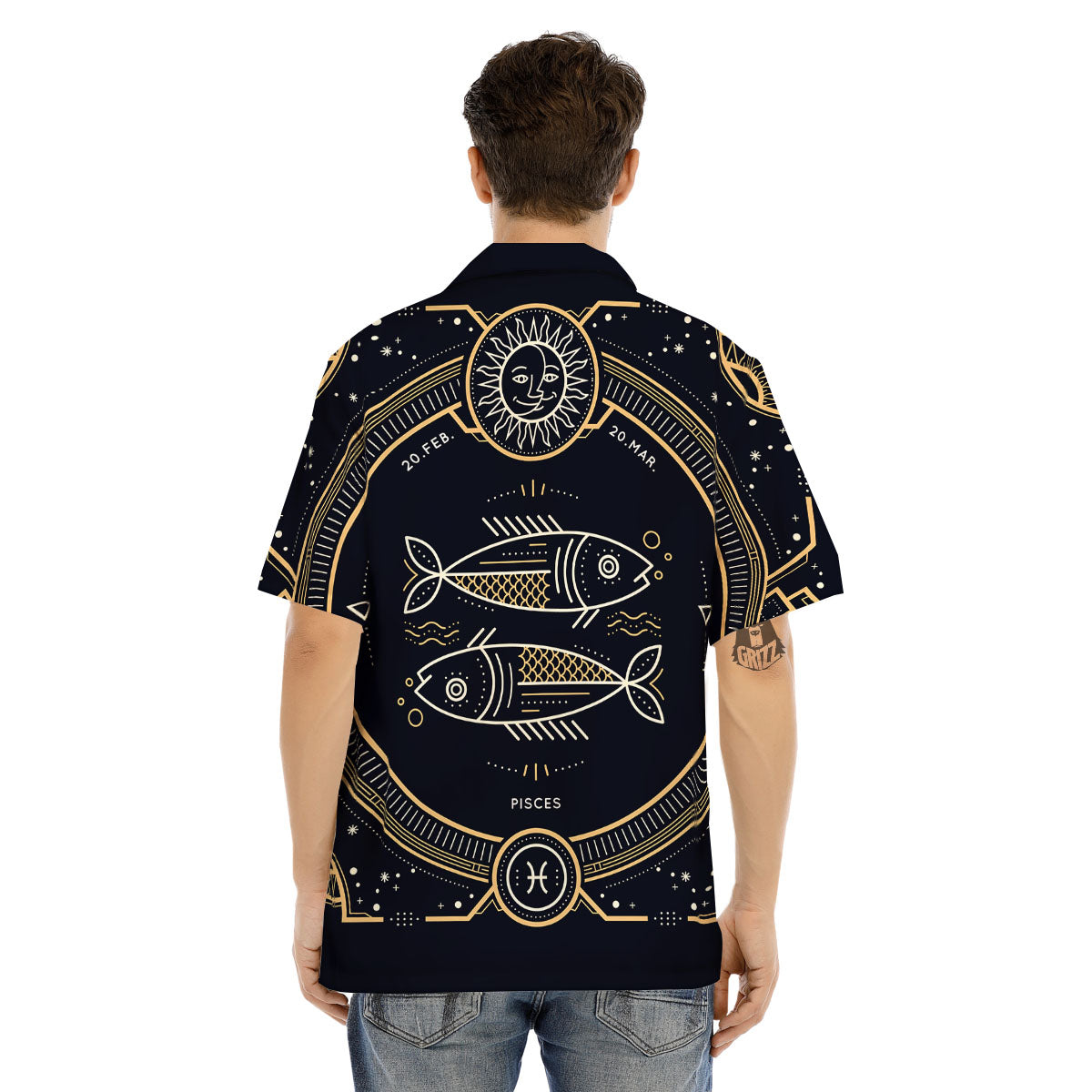 Zodiac Sign Vintage Pisces Print Men's Hawaiian Shirt-grizzshop