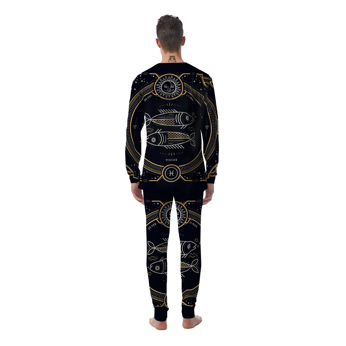 Zodiac Sign Vintage Pisces Print Men's Pajamas-grizzshop