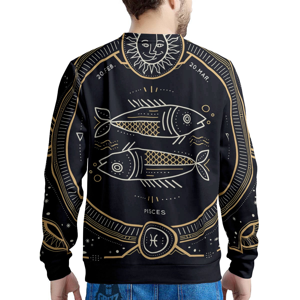 Zodiac Sign Vintage Pisces Print Men's Sweatshirt-grizzshop