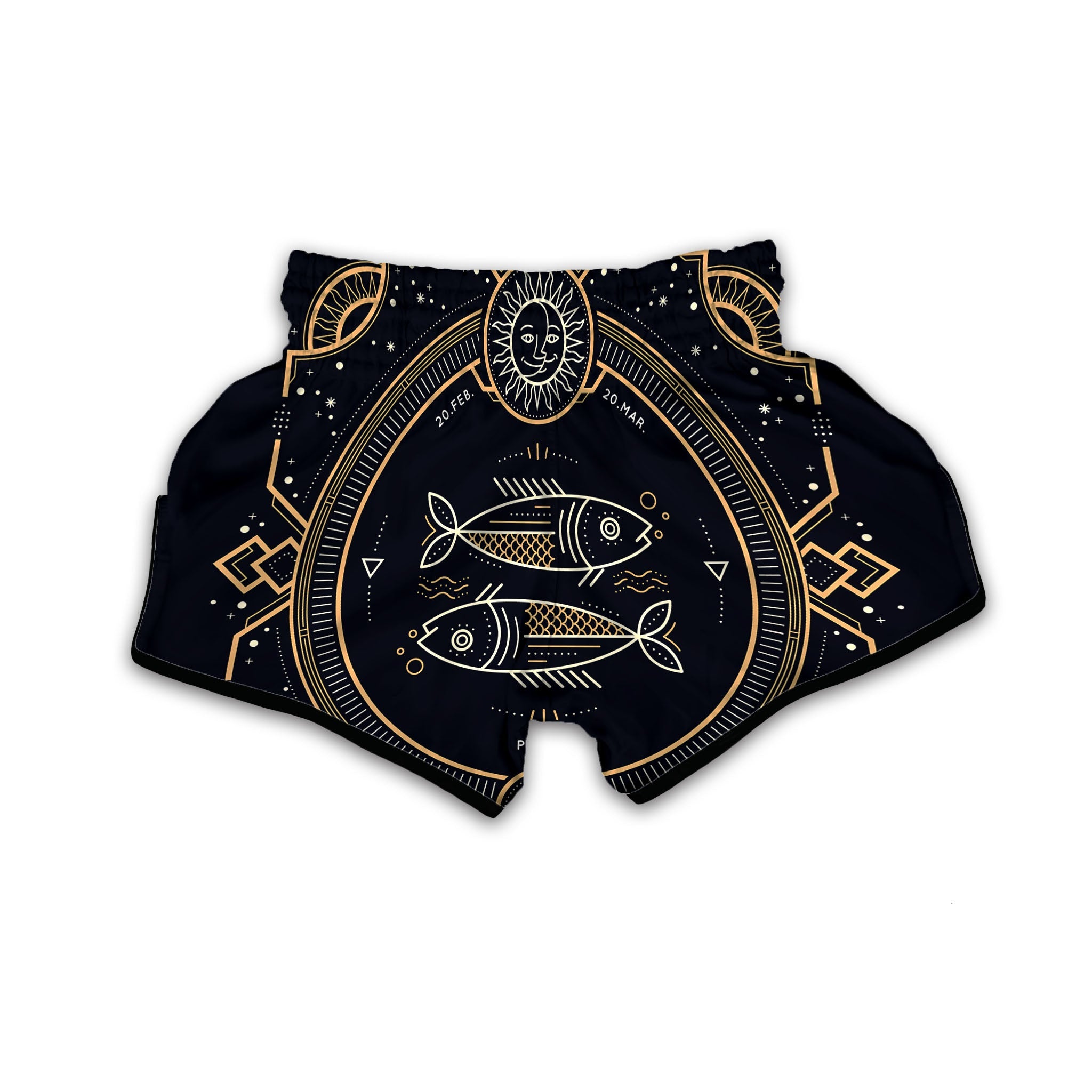 Zodiac Sign Vintage Pisces Print Muay Thai Boxing Shorts-grizzshop
